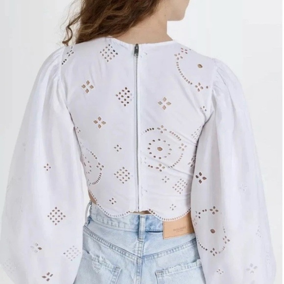 GANNI Broderie Anglaise Cotton Blouse Size 34 (X Small) - Picture 2 of 7